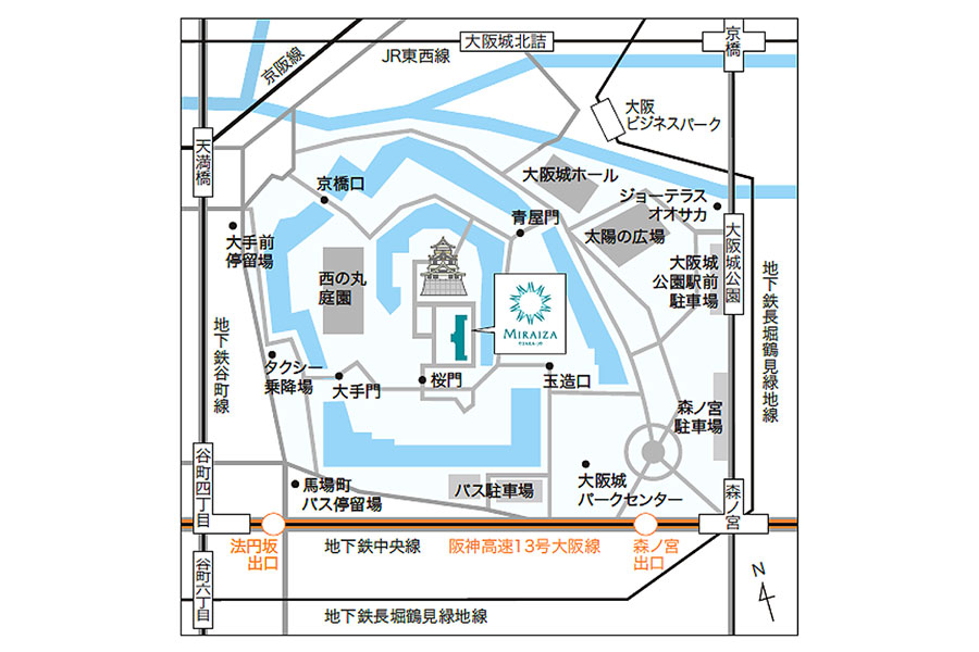「海洋堂フィギュアミュージアム ミライザ大阪城」の周辺地図