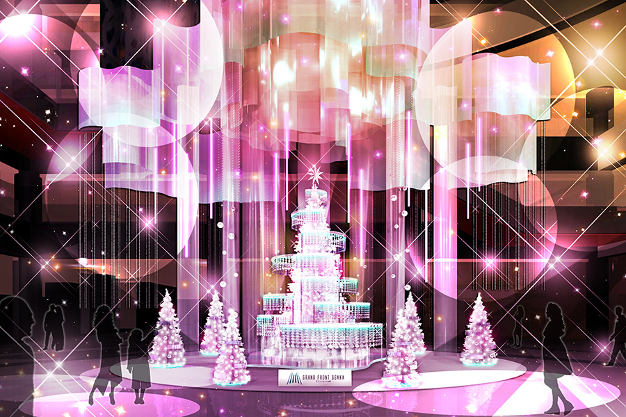「グランフロント大阪」のクリスマスツリーのライティングショーイメージ
